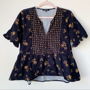 Madewell Corduroy Acorn Foulard Top Size Small